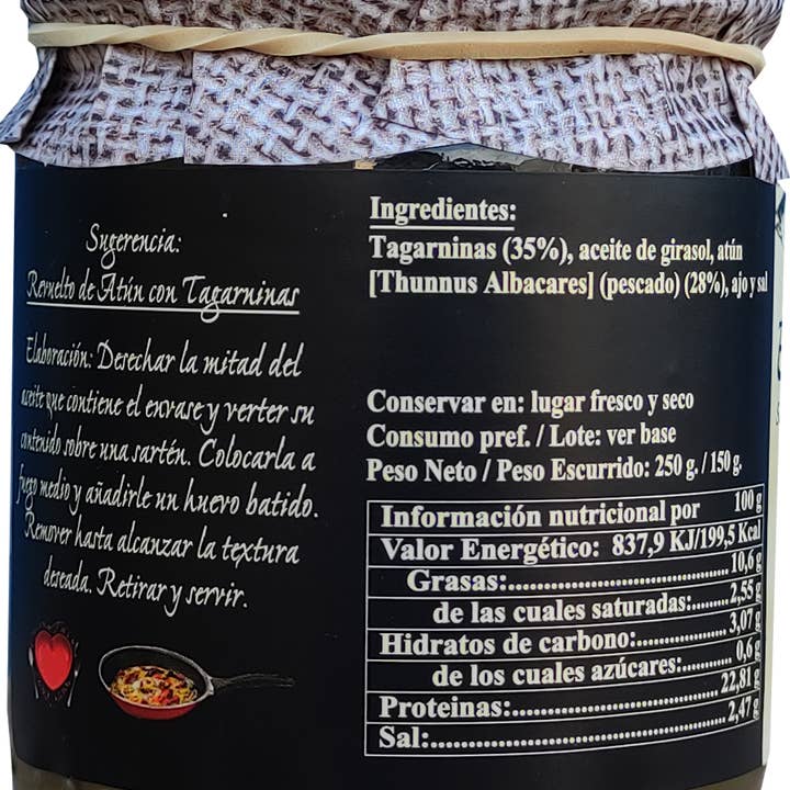 El Ronqueo - Wholesale Tinned Fish - Tuna Belly with Tagarninas jar 250 g.2