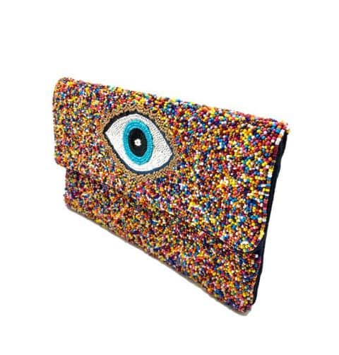 Pizzazz, Inc. - Wholesale Clutch Bag - Women's - EVIL EYE W/MULTI COLORED BEADED CLUTCH1