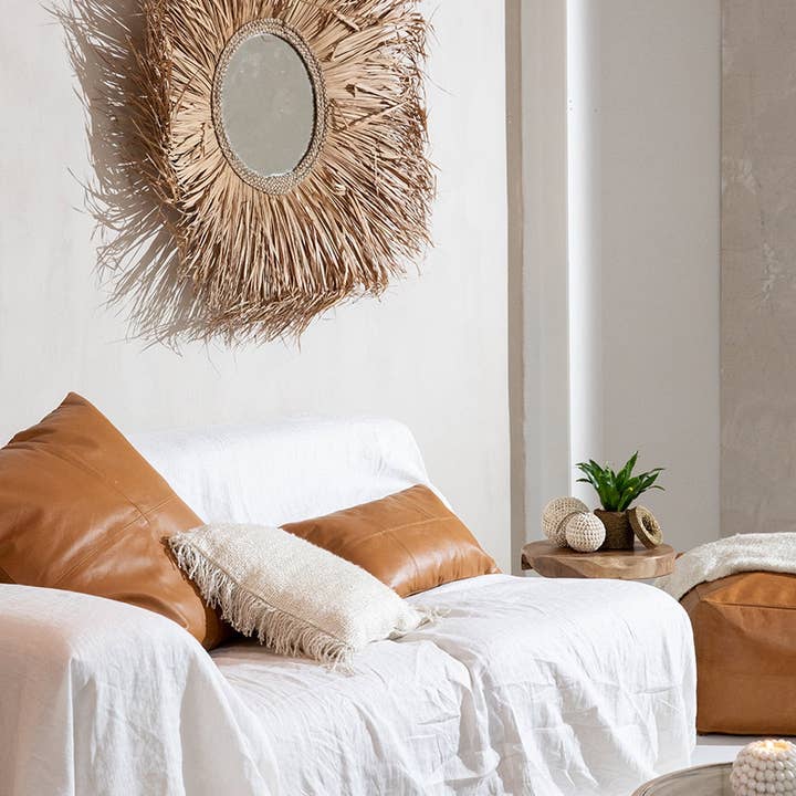 Bazar Bizar Living – Engroshandel Pyntepudebetræk – De fire Panel Læder Pudebetræk - Camel - 60x606