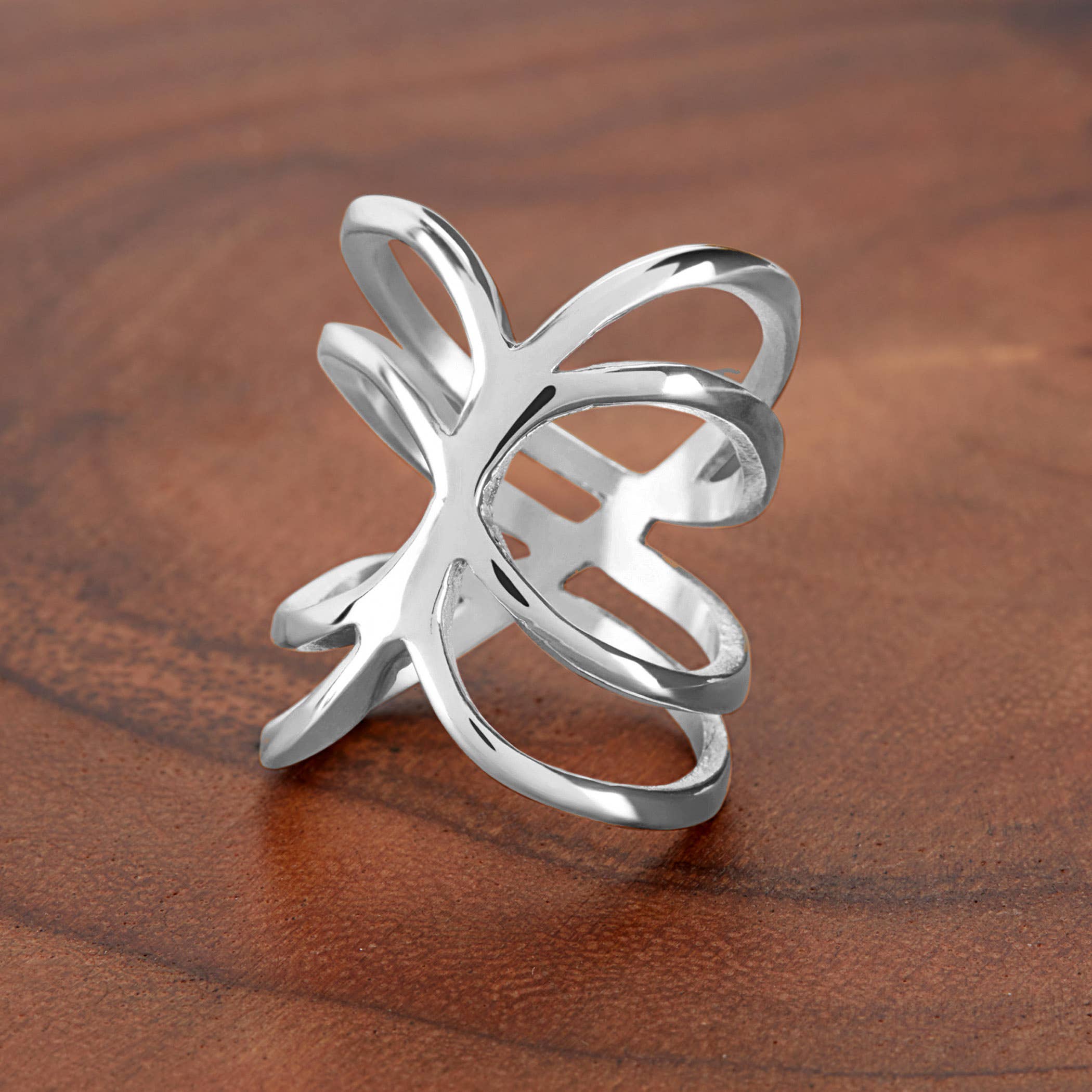 West Coast Jewelry - Wholesale Cocktail/Statement Ring - Intertwined Stainless Steel Ring4