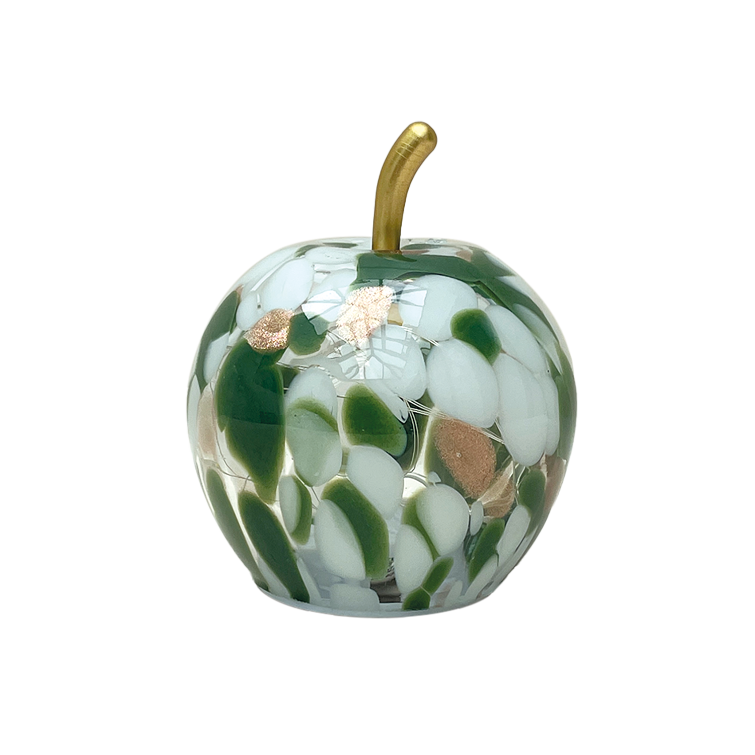 Opjet Paris - Wholesale Accent/Desk Lamp - Green speckled apple LED decoration, battery-operated, D11 H11.5cm0