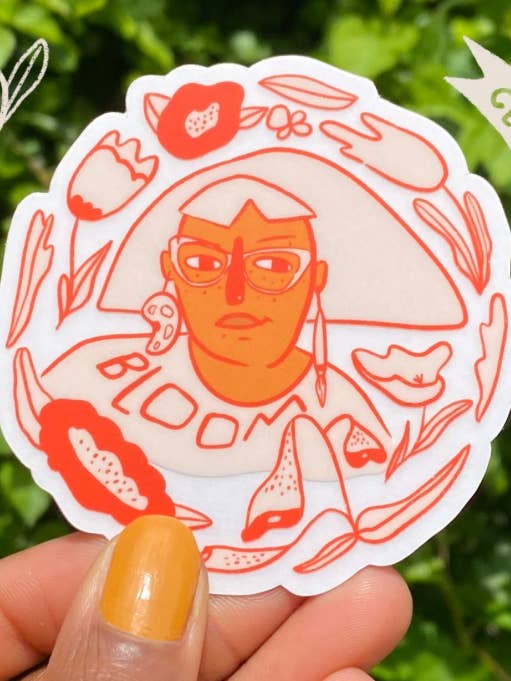 Red Bloom Girl Sticker for wholesale by Pretty In Ink Press