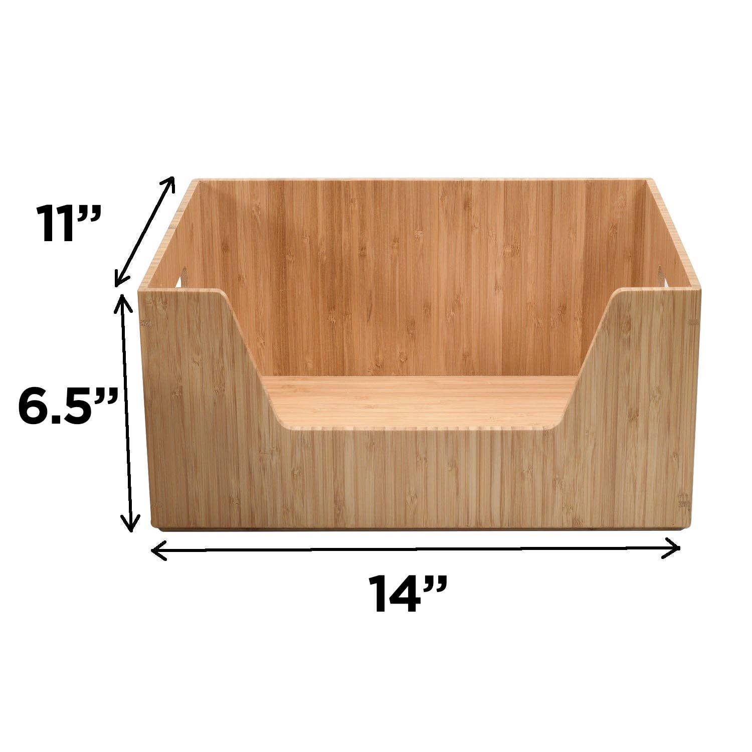 MobileVision - Wholesale Storage Bin - Bamboo Large Open Front Storage Box, 14 x 11 x 6.51