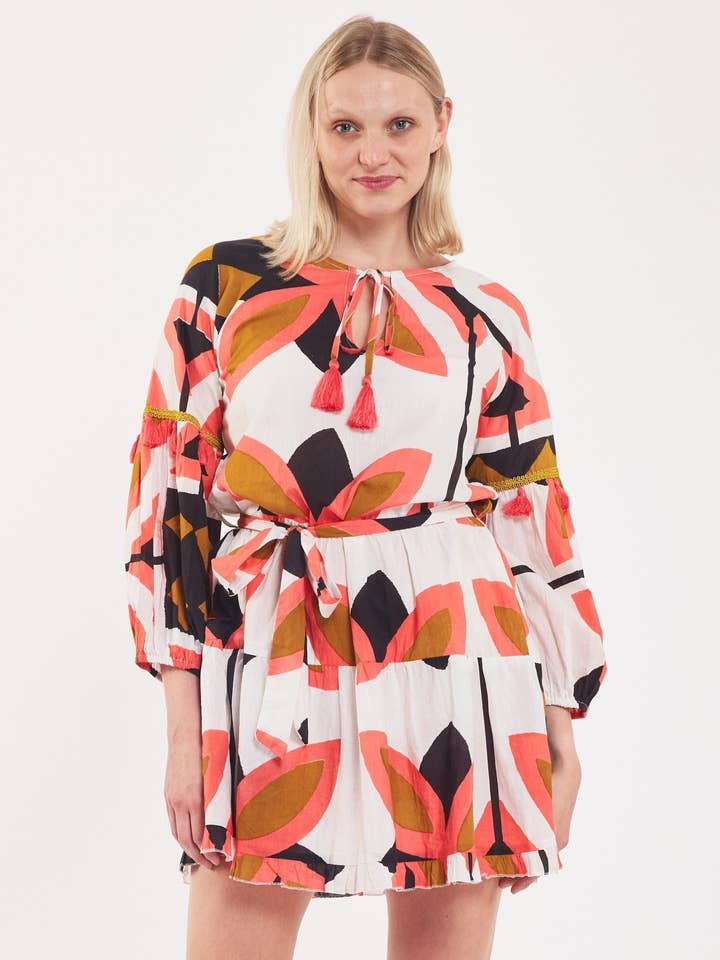 Alcee Dress Moroccan Picturesque Bronze Pink Black Spring for wholesale by ModaPosa