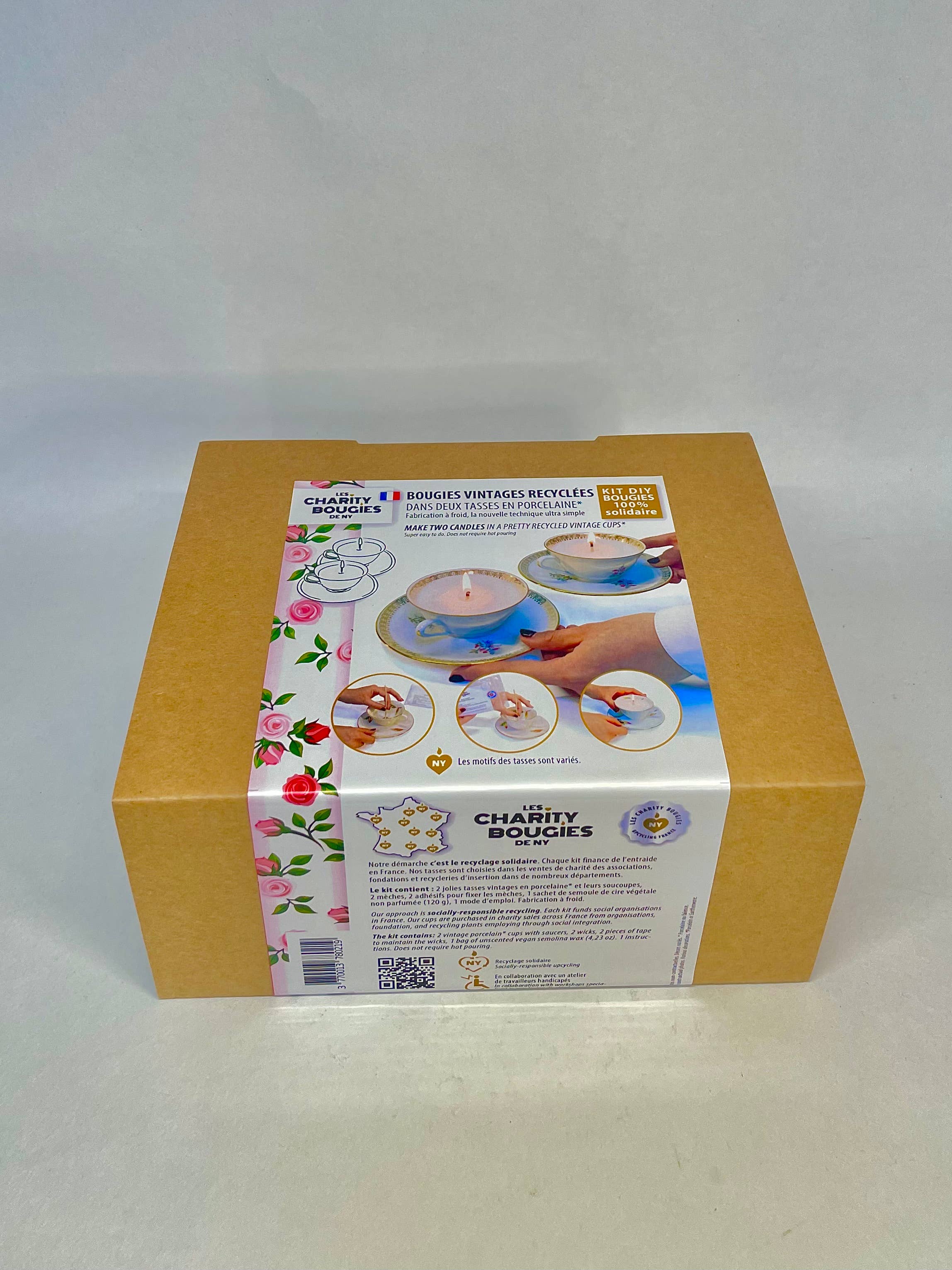 CHARITY BOUGIES DE NY - Wholesale DIY Craft Kit - Kit to create two candles in pretty antique cups2