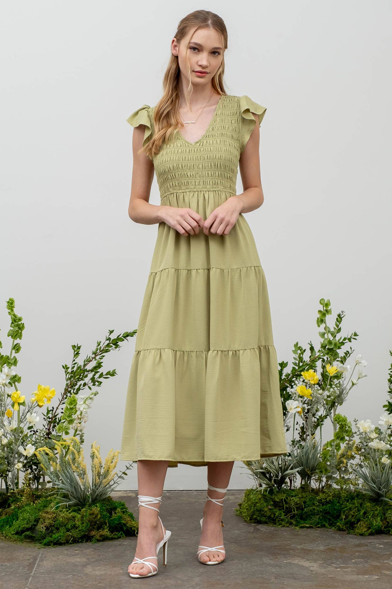 MINE - Wholesale Dress - Women's - FLUTTER SLEEVE MAXI DRESS16