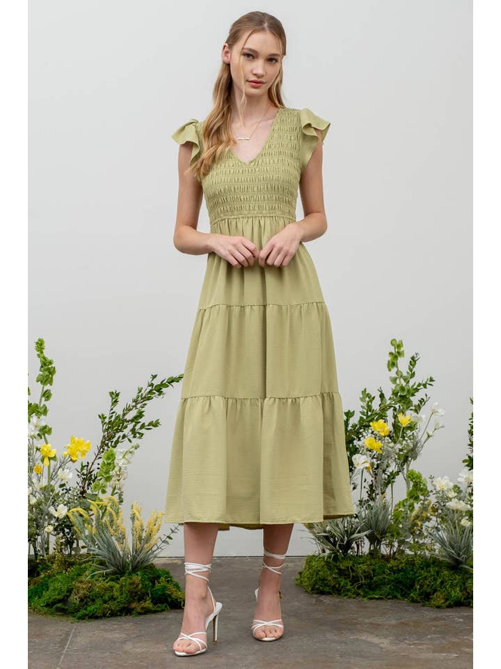 MINE - Wholesale Dress - Women's - FLUTTER SLEEVE MAXI DRESS16