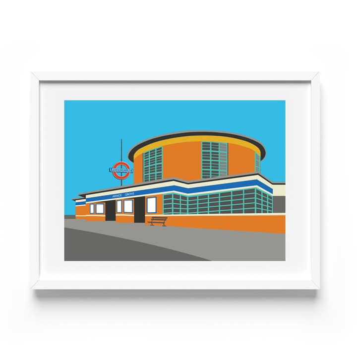 Arnos Grove Station Print for wholesale by Rebecca Pymar