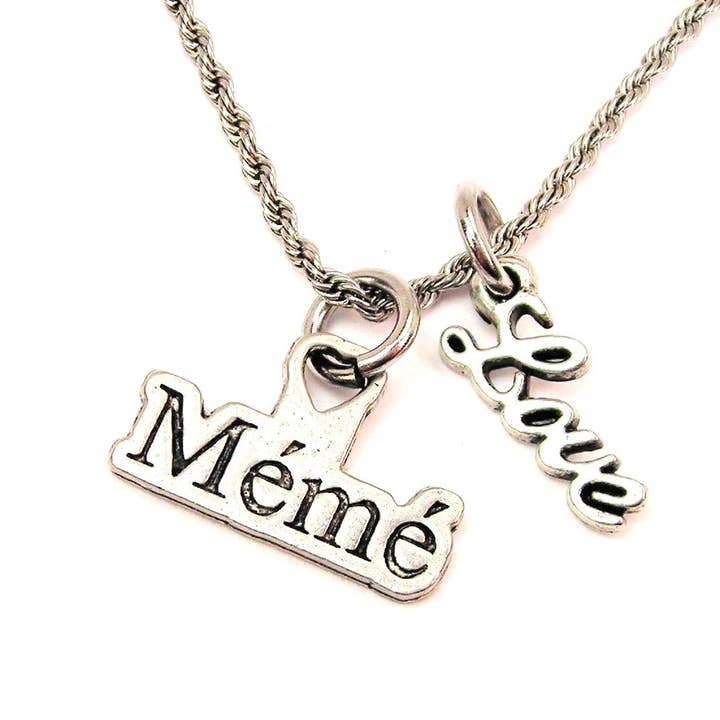 Chubby Chico Charms – Großhandel Kette mit Anhänger/Charm – Meme 50,8 cm Kordel mit Liebesakzent Großmutter Französisch