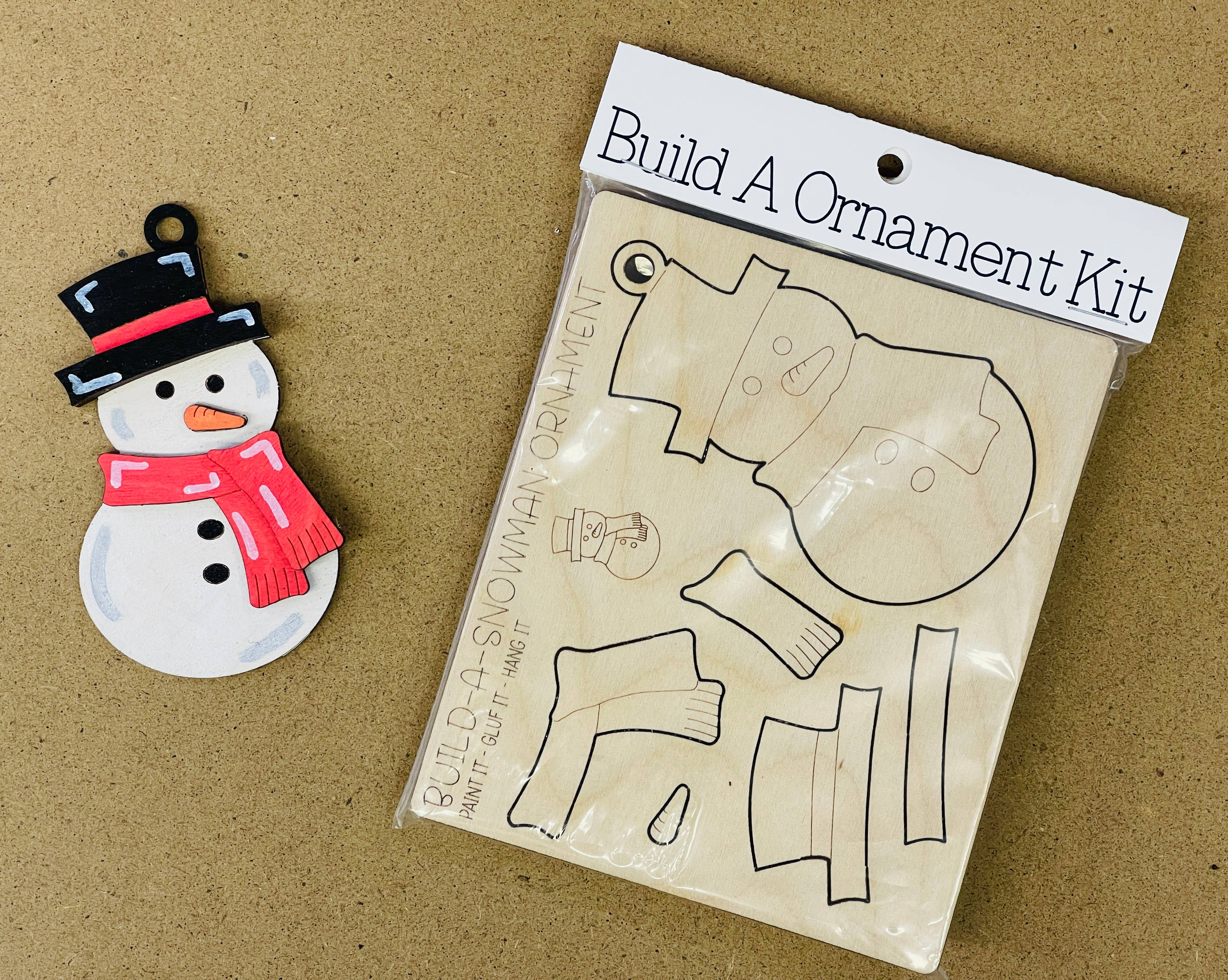 Reclaimed Woodworks Home Decor - Wholesale DIY Craft Kit - DIY Build a Snowman Ornament Kit CHRISTMAS CRAFT KIT2