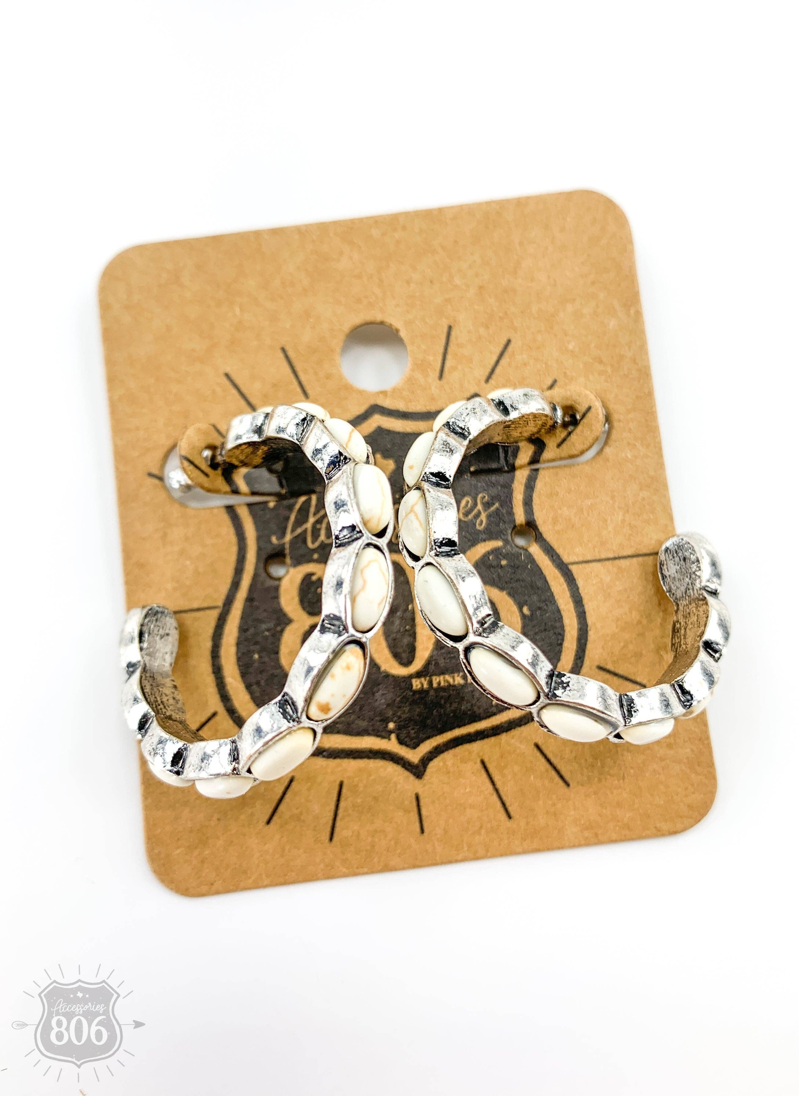 Pink Panache Brands - Wholesale Hoop Earrings - Small stone and silver hoop earring - Last Call1