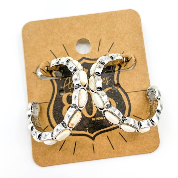 Pink Panache Brands - Wholesale Hoop Earrings - Small stone and silver hoop earring - Last Call1