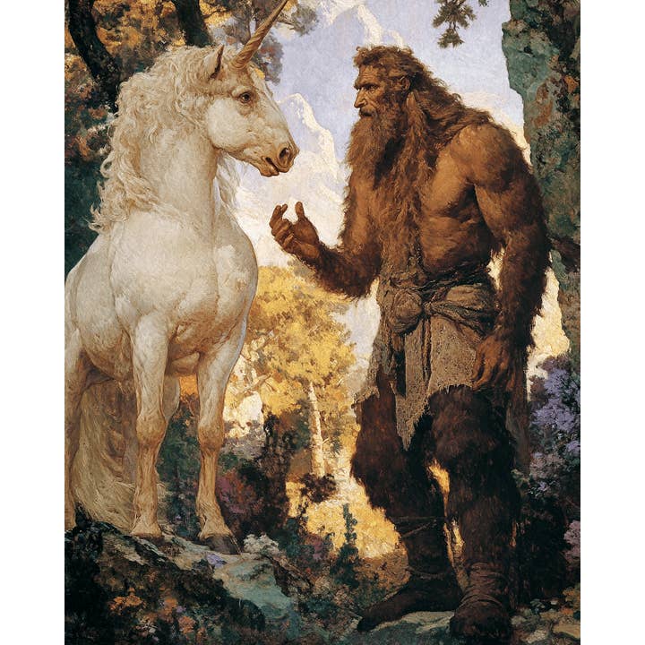 Mowbi - Wholesale Art Print - Sasquatch Discussion - Unicorn & Pegasus Wall Art Prints – 8″x10″ Artwork for 11″x14″ Frame