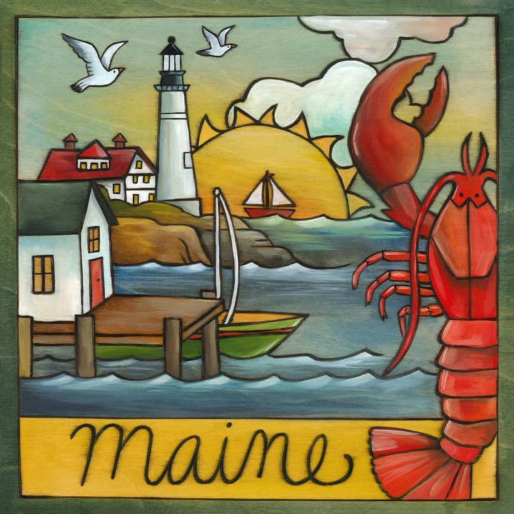 Placa de pared «Vacationland» | Maine, 9 x 9 para venta al por mayor de Sticks