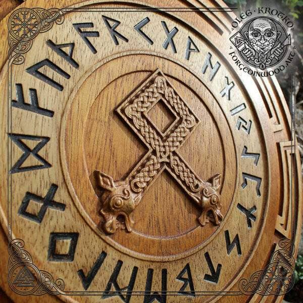 Forged In Wood - Vente Décoration murale - Rune Odal en bois d’iroko - Le cadeau parfait pour Viking7