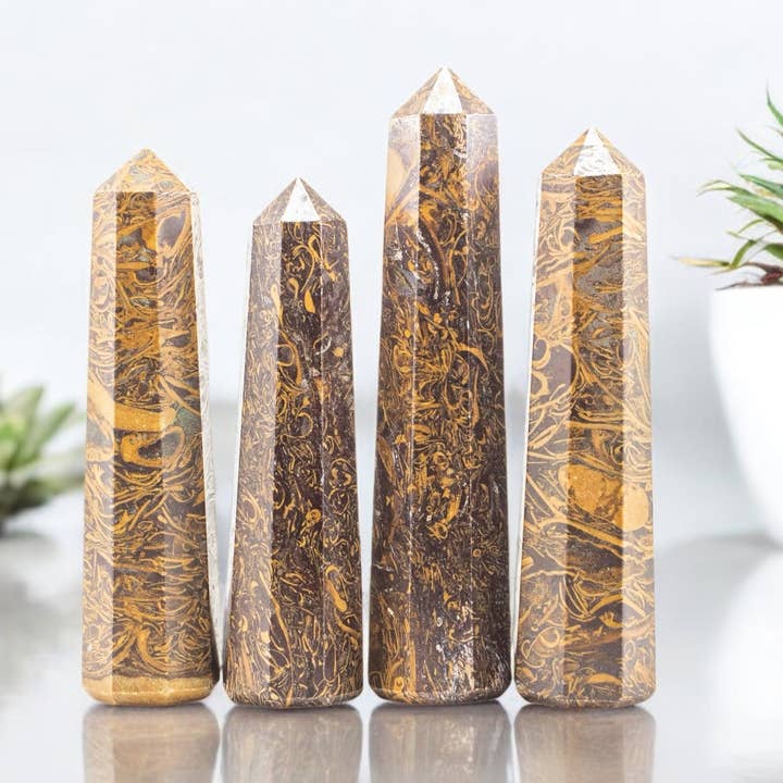 Miriam Calligraphy Jasper Tower Obelisks 8 Sided for wholesale by Quasar Gems USA