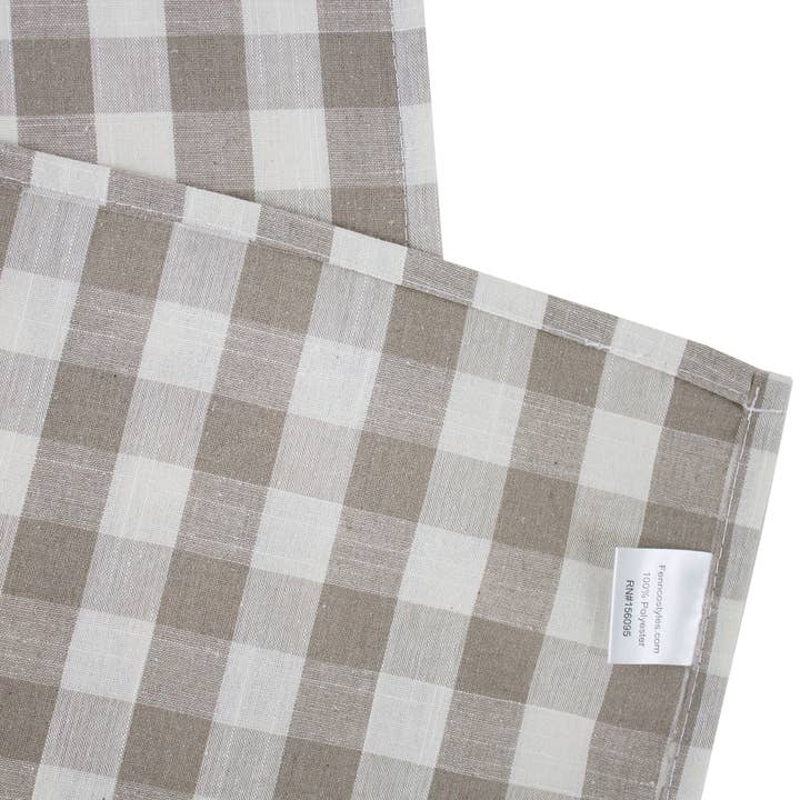 Fennco Styles - Wholesale Table Runner - Classic Gingham Khaki & White Table Runner4