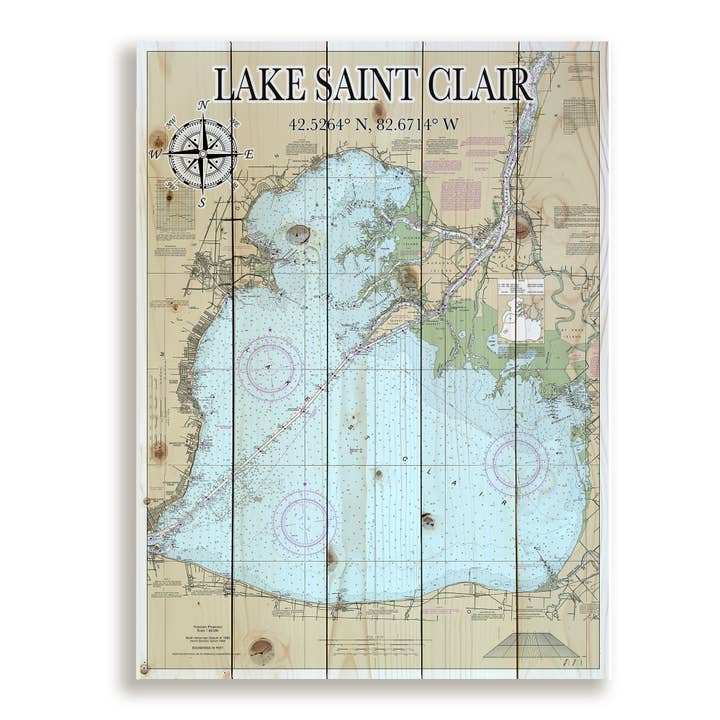 Lake Saint Clair, MI 18x24 Wood Pallet Map for wholesale by Map Mom