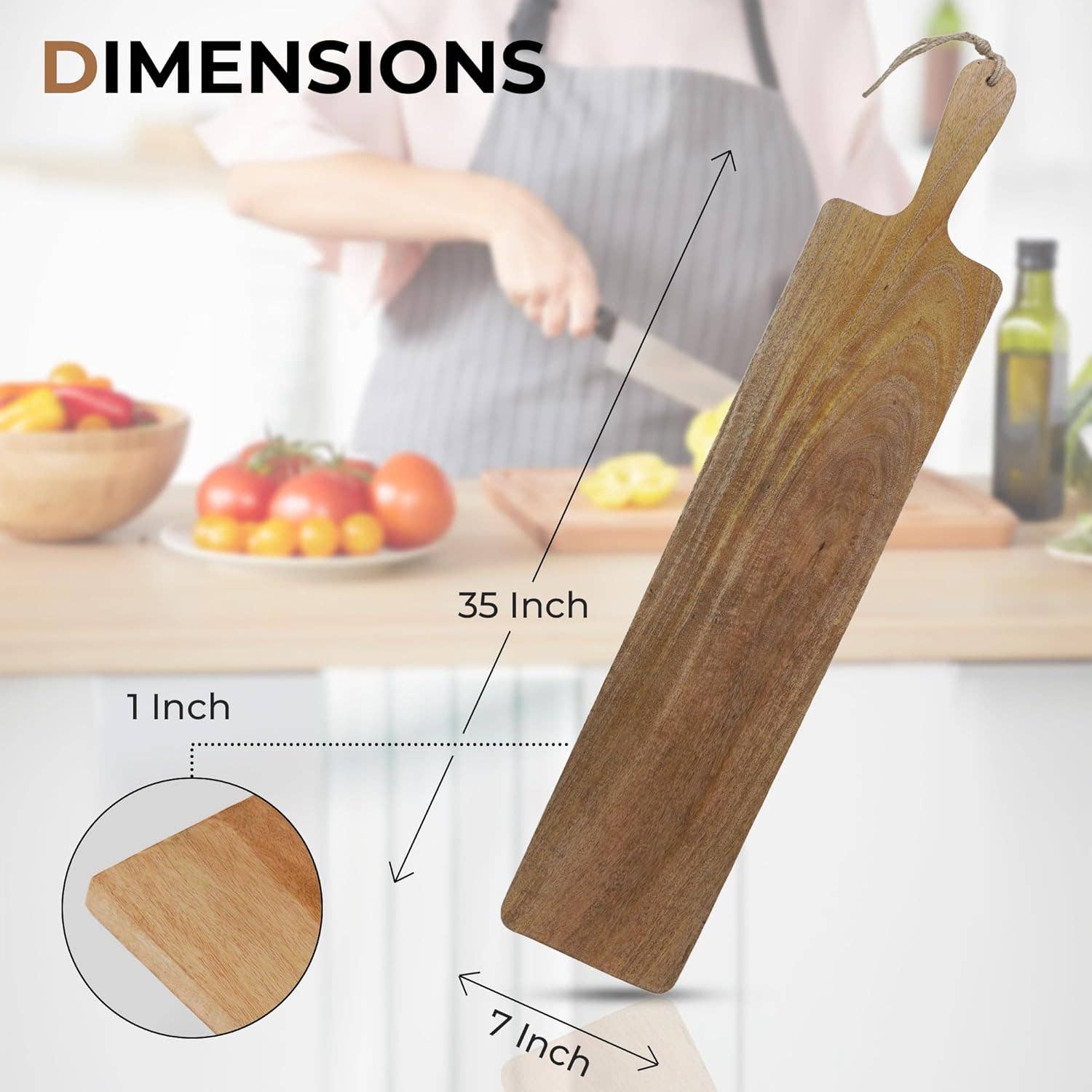 DesignStyles Home - Wholesale Cutting Board - Becki Owens Rectangle Shape Mango Wood Cutting Board with Handle2