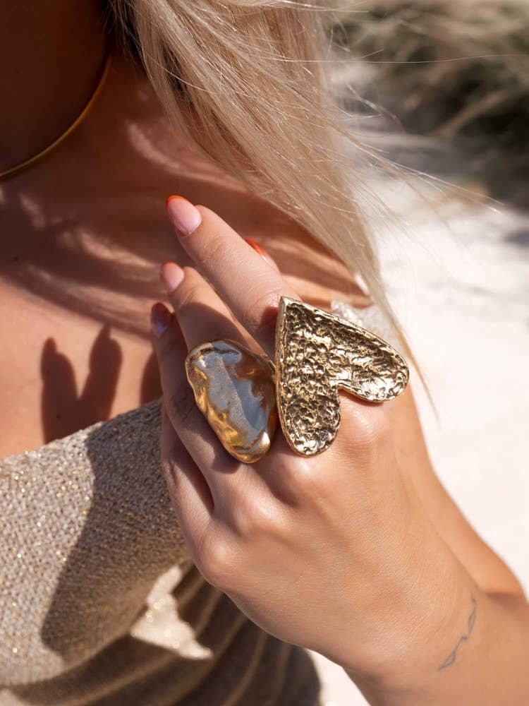 AnnaKey - Wholesale Cocktail/Statement Ring - NTELIAS GOLDEN RING