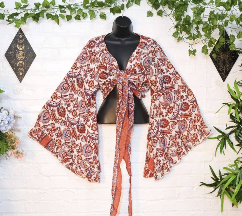 Karma Nepal Crafts - Wholesale Blouse - Women's - Bohemian Floral Wrap Top4