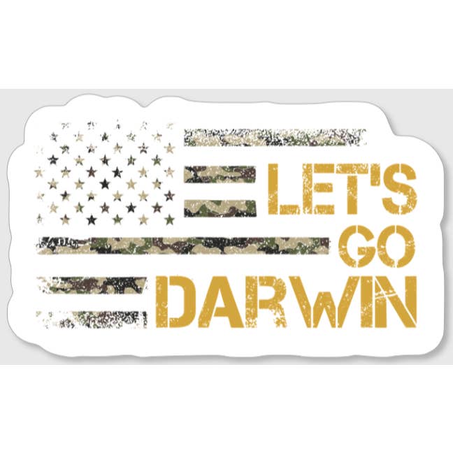 Let's go Darwin camo flag sticker for wholesale by Lust + Lore