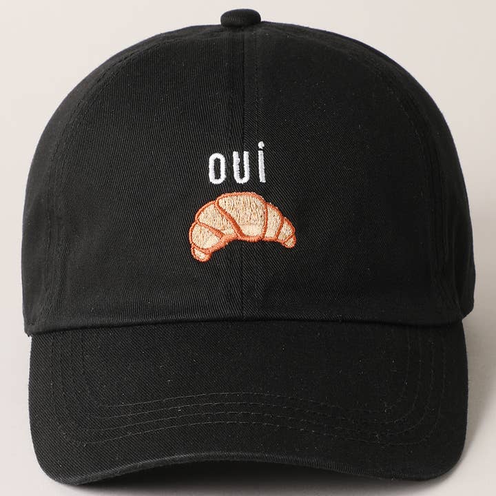 Fashion City - Wholesale Baseball Cap - Women's - OUI Croissant Embroidered Baseball Cap3