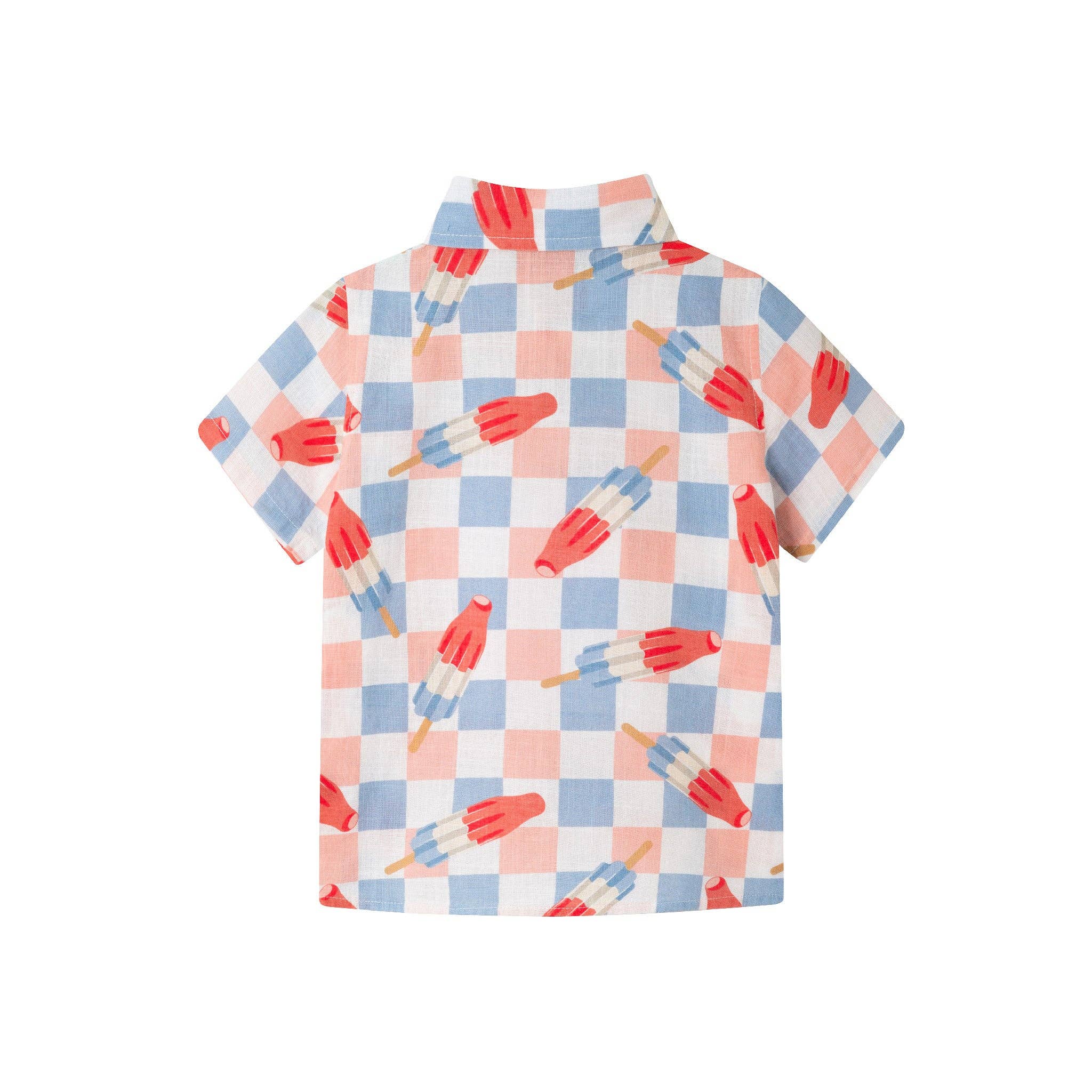 White Kids (2-8) Buttondown & Short Set | Checkered Ice Pop for wholesale on Faire5