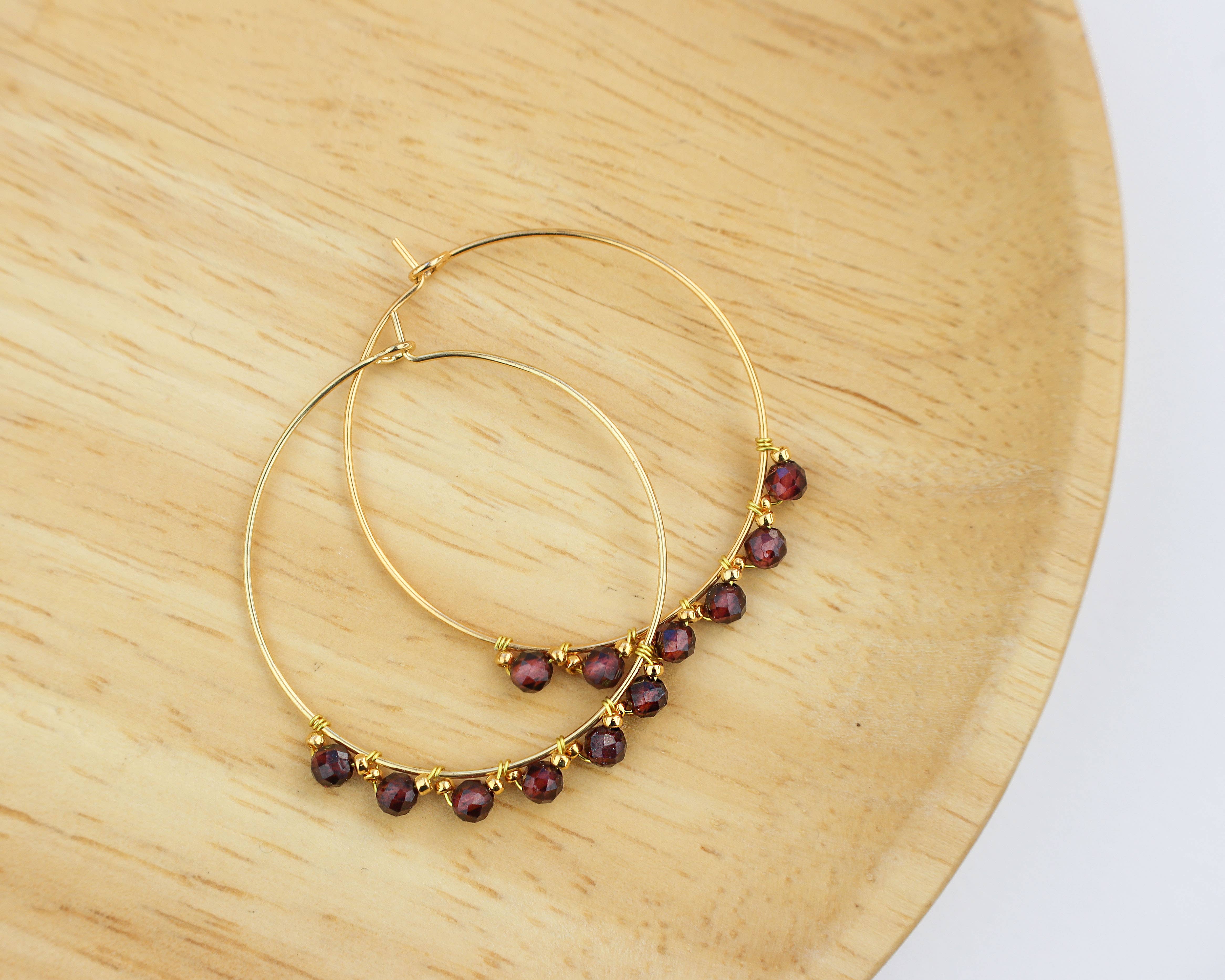 Minalis - Wholesale Hoop Earrings - Golden hoop earrings and natural stones2