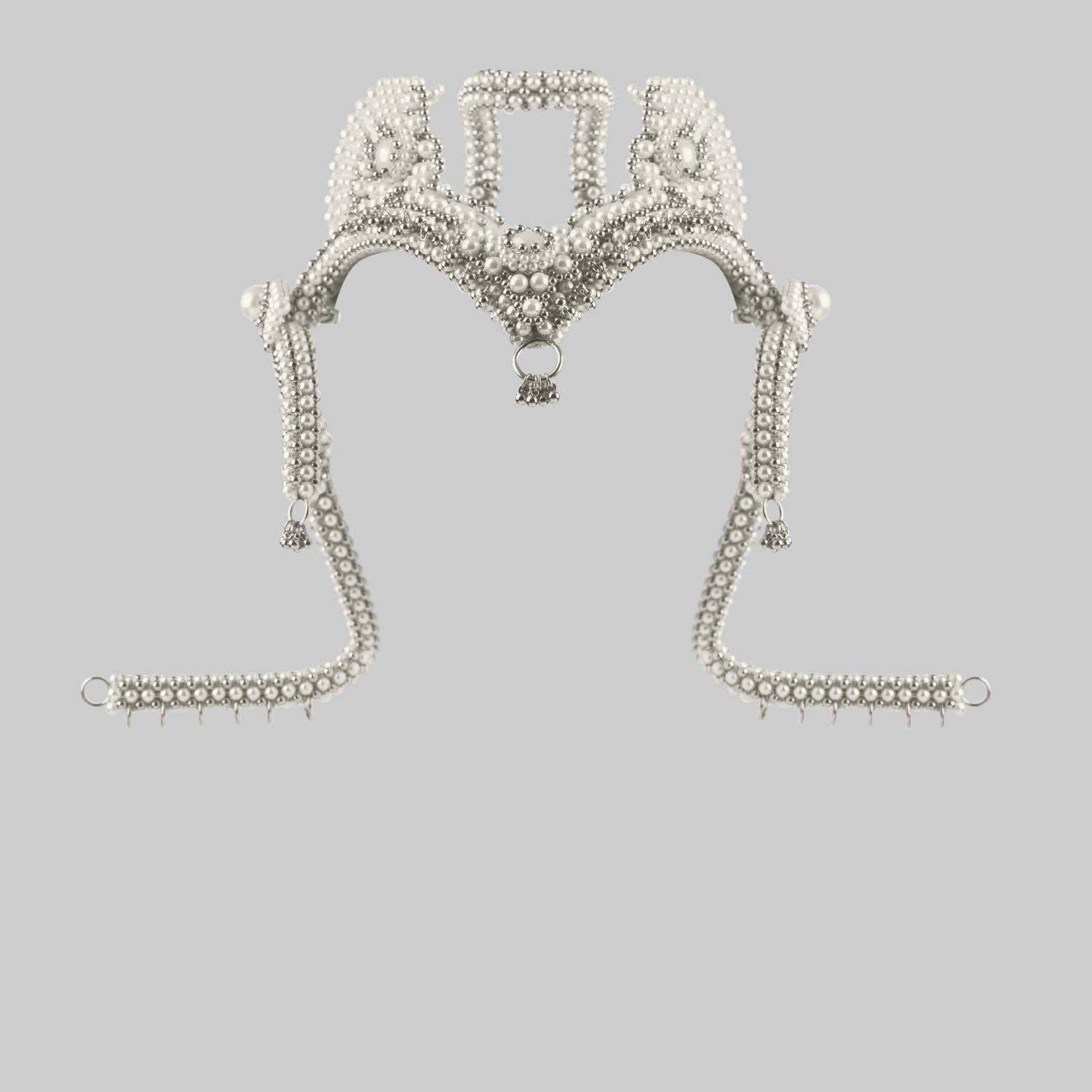 OBJECT & DAWN - Wholesale Tiara - Women's - Jas Modular Headpiece System w/Face Chain in Pearl9
