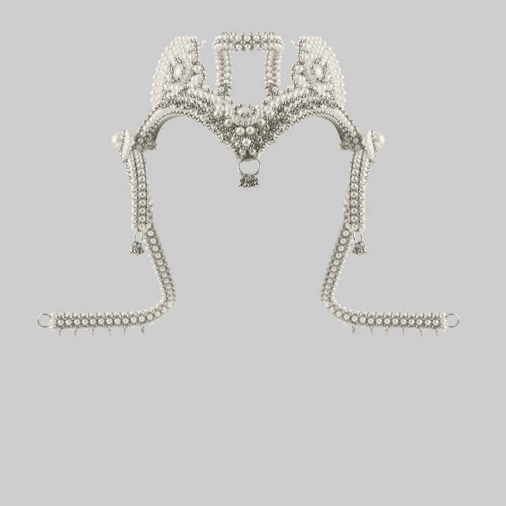 OBJECT & DAWN - Wholesale Tiara - Women's - Jas Modular Headpiece System w/Face Chain in Pearl9