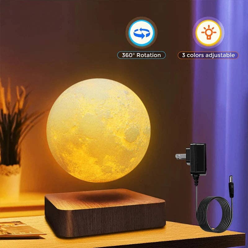 Kiyo Home - Wholesale Accent/Desk Lamp - Levitating Moon Lamp | Floating Moon Lamp | 3-Step LED12