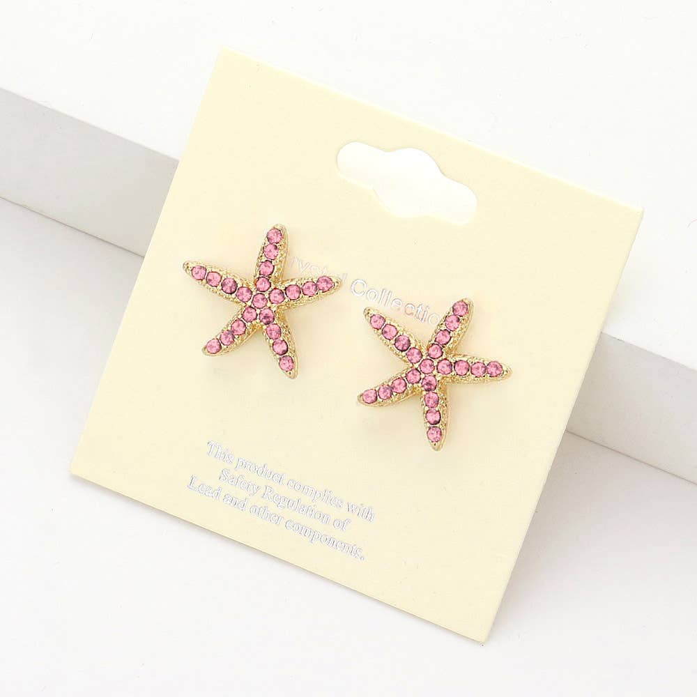 Sensibling Corp. - Wholesale Stud/Post Earrings - Crystal Starfish Stud Earrings
8