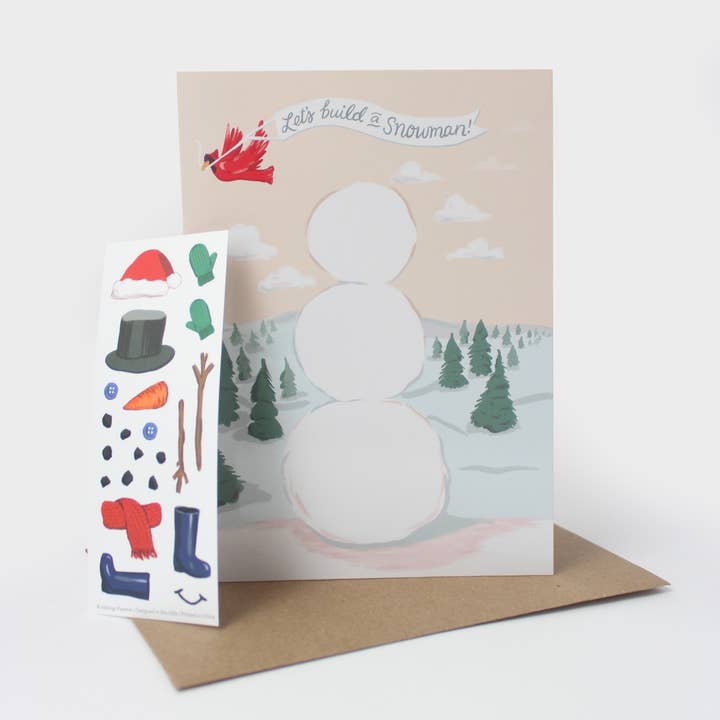 Inklings Paperie - Wholesale Season's Greetings Card - Sticker Scene Card - Build a Snowman2