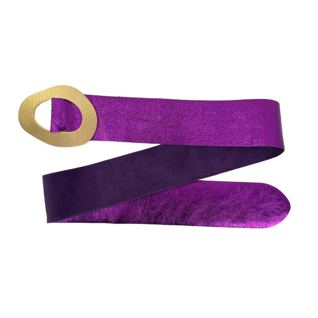 Chenson & Gorett - Wholesale Belt - Women's - Metallic Belt Cow Suede Leather with Wide Buckle B2B5