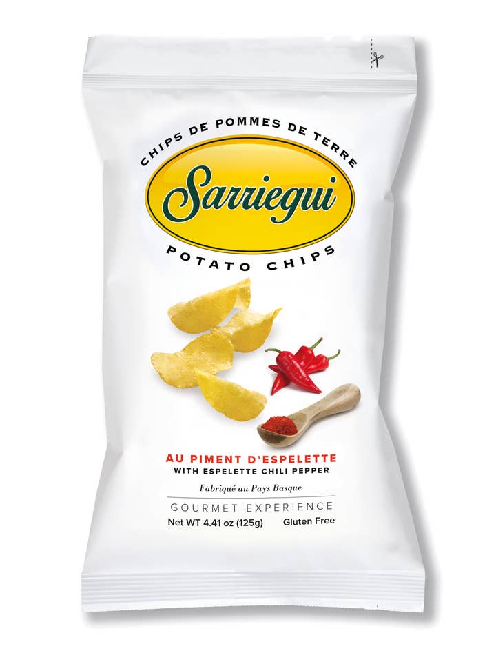 CHIPS de PATATA 125G CON PIMENTON DE ESPELETTE para venta al por mayor de Chips Sarriegui