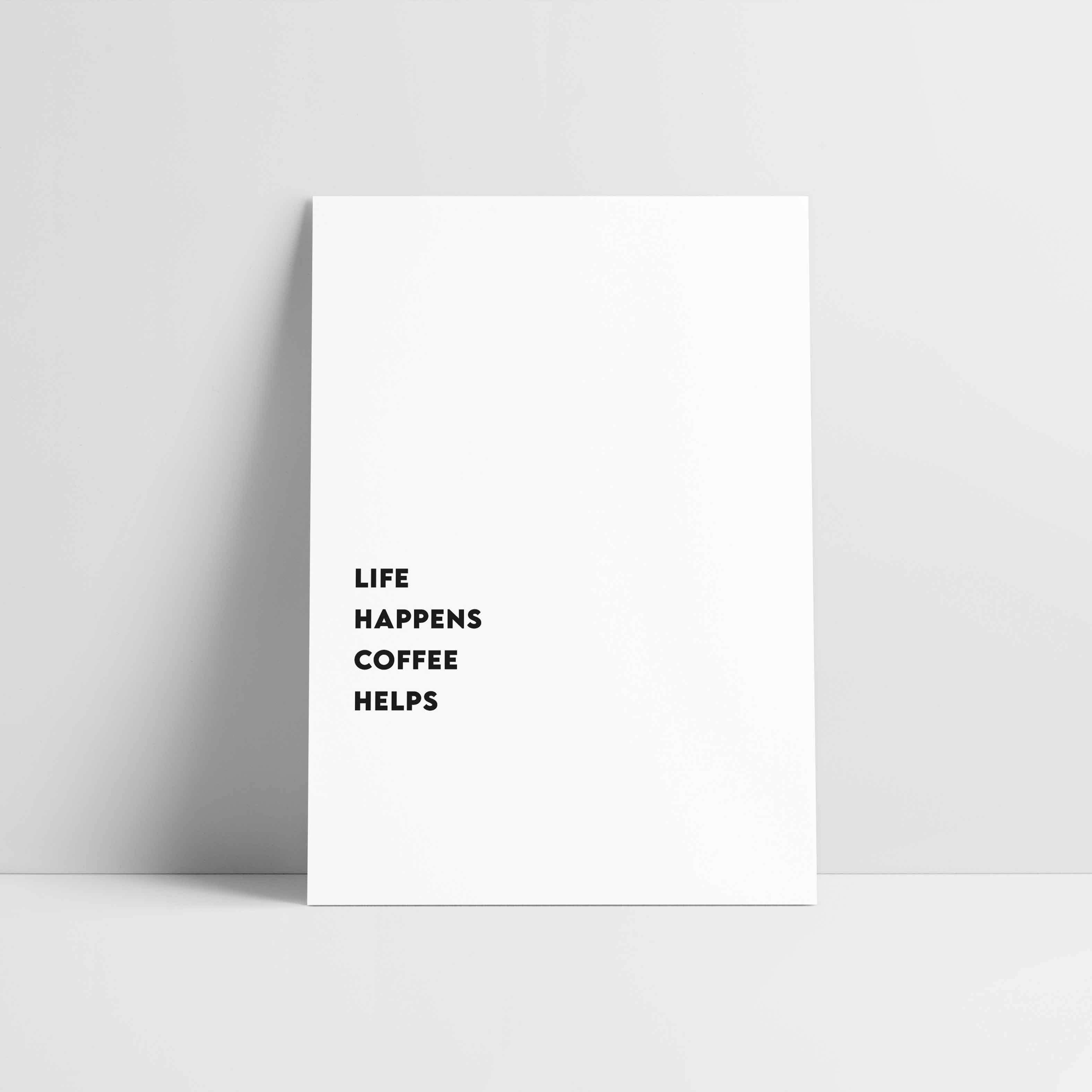 Love is the new black - Wholesale Postcard - Das Leben passiert, Kaffee hilft.1