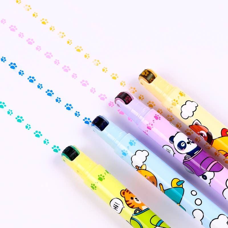 Puckator Ltd – wholesale Färgmarkering – Adoramals Wild 2-i-1 Highlighter & Stämpelhjulpenna1