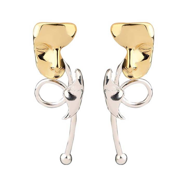 925 zilveren design gezicht chill out oorbellen for wholesale by PARAGON CAT