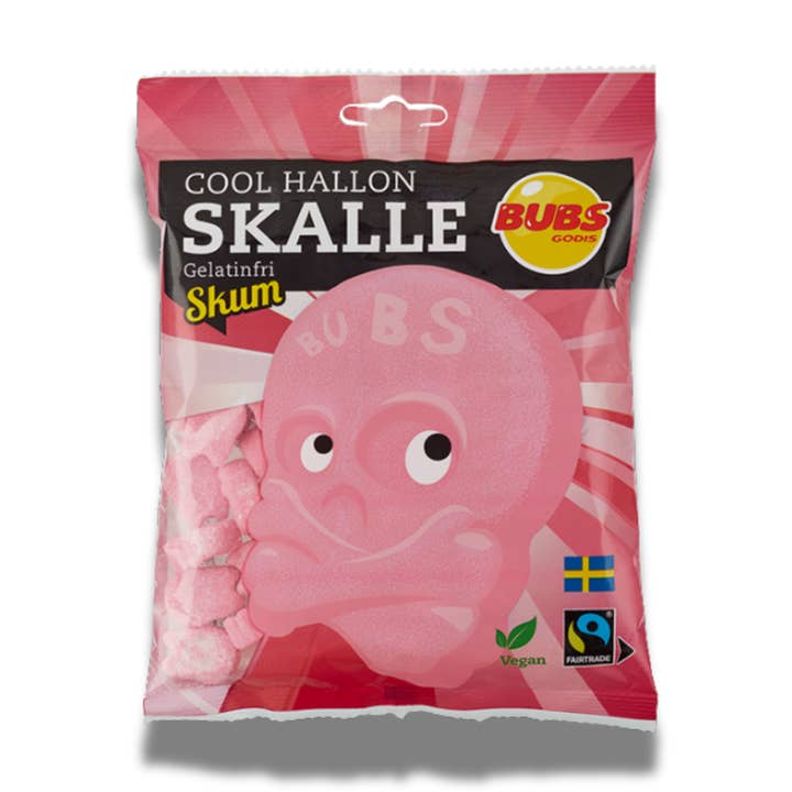 BUBS Crânes Framboise Cool 90G - Bonbons Suédois pour la vente par Swedelicious - Swedish Candy