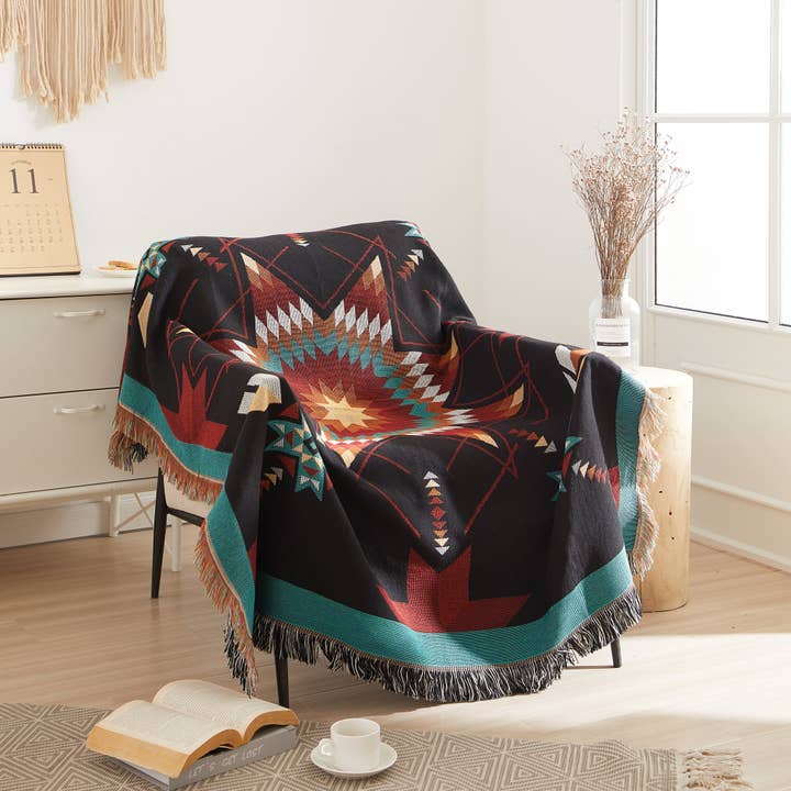 Linen Mart - Wholesale Throw Blanket - Woven Native Star Throw3