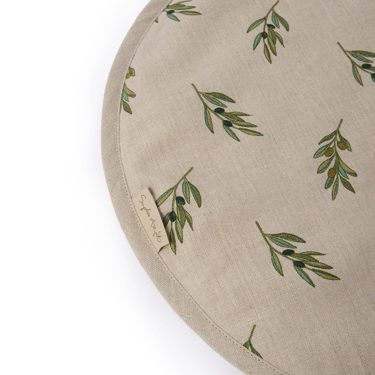 Sophie Allport – wholesale Oven mitt/pot holder – Olive Linen Circular Hob Cover3