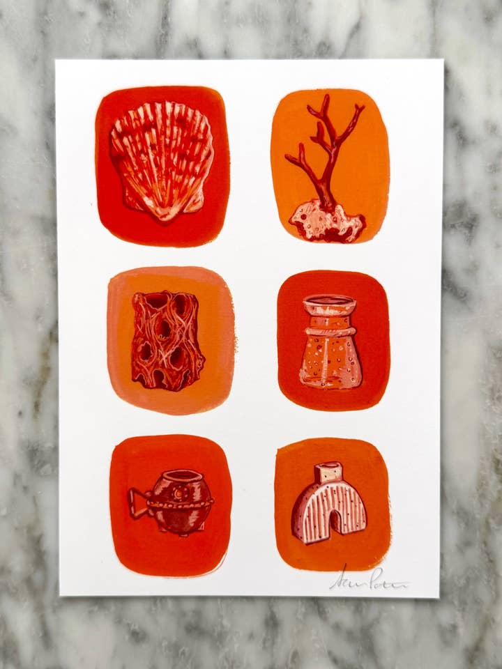 Orange Miniature Collage – 5"x7" Giclée Print for wholesale by Sara Elands Peterman