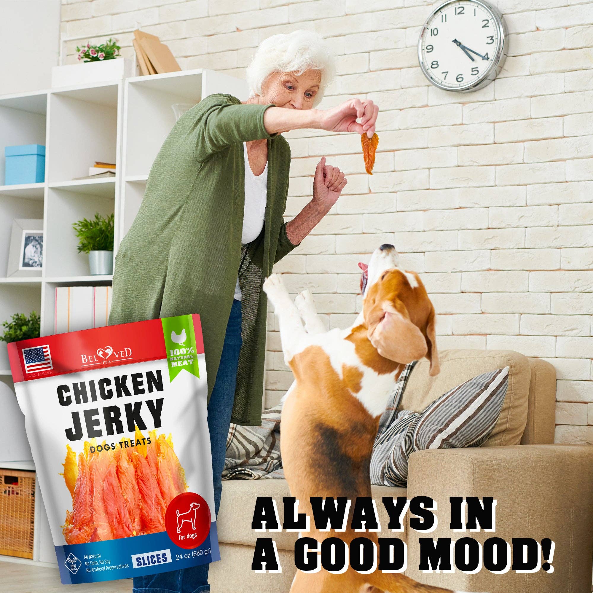 Beloved Pets - Wholesale Pet Treats - Dog - Chicken Jerky Slices Dog Treats 1.5 Lb - Human Grade Pet Snacks & Grain Free Meat - All Natural High Protein Dried Strips - Best Chews for Training Small & Large Dogs - Bulk Soft Pack6