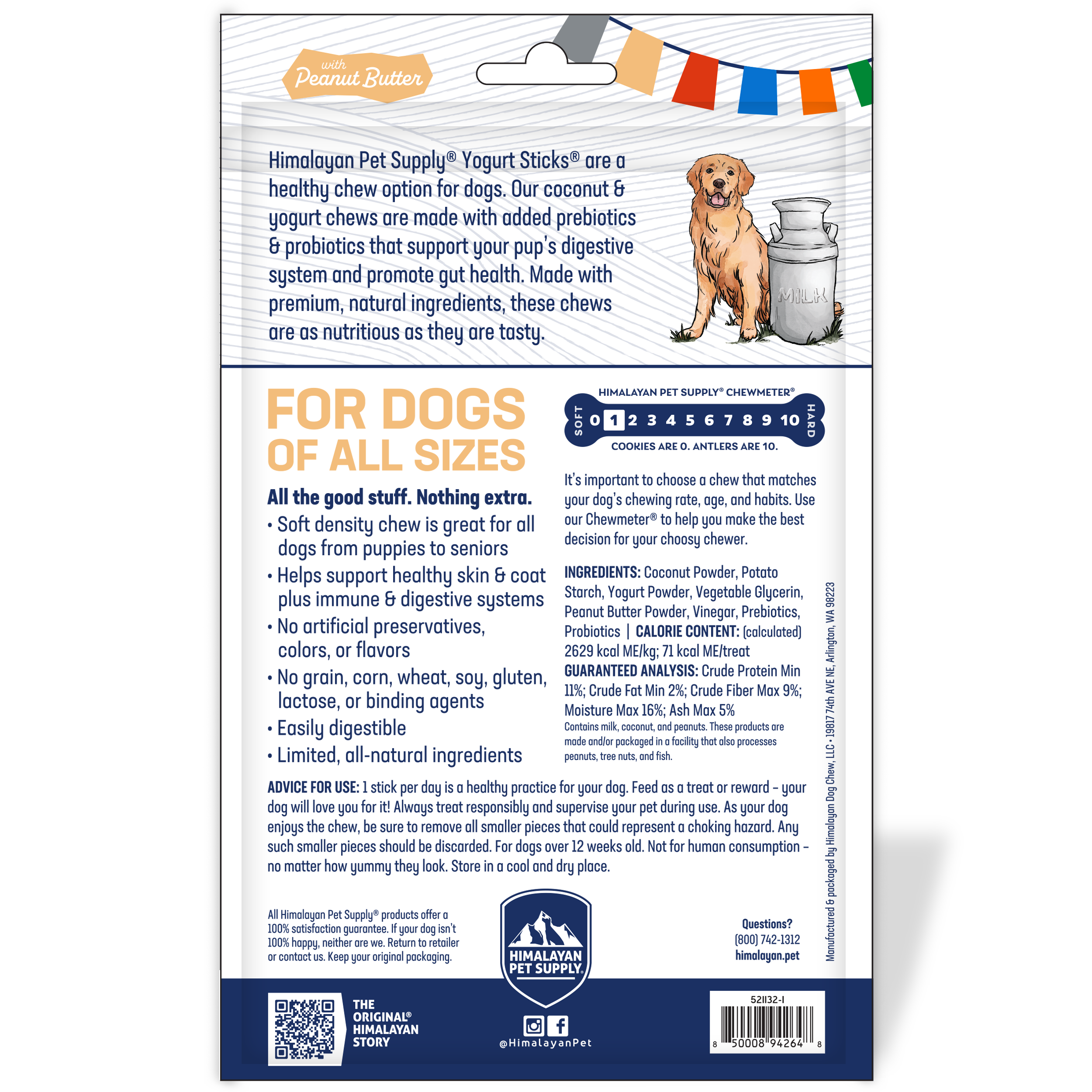 Himalayan Pet Supply - Vente Friandises – chien - Bâtonnets de yogourt - Beurre de cacahuète1