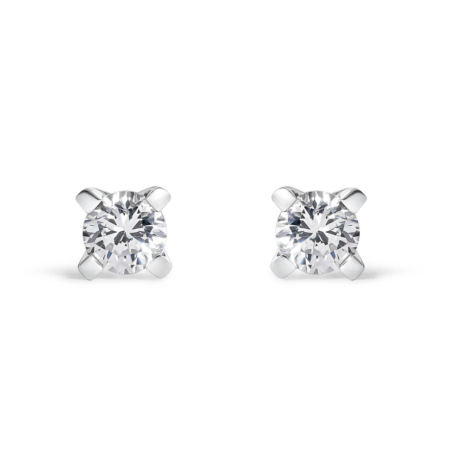 Itemporality - Wholesale Stud/Post Earrings - White Gold 4 Pin Strong Diamond Earrings 0.30 Cts. HSI2