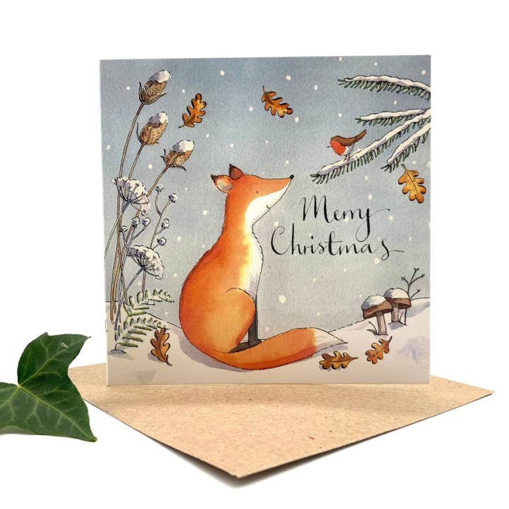 Fox and Robin - Pack of 5 Christmas Cards for wholesale by Ink and Snail Limited