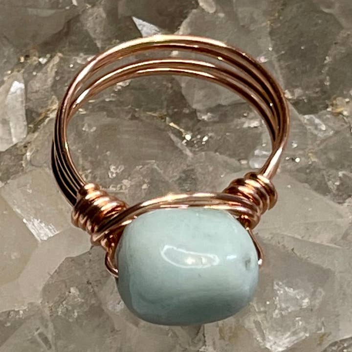 Anel Amazonite Cobre Envolvido por atacado de Best South Gems
