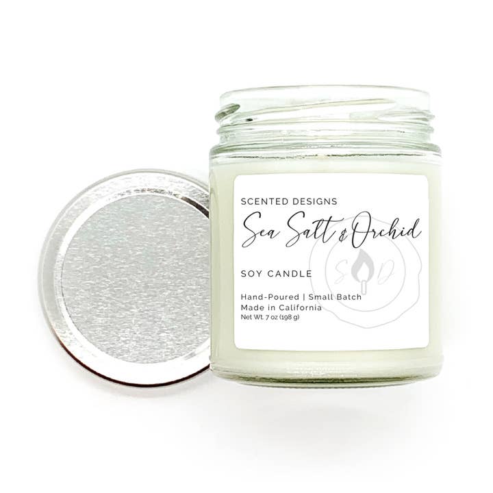 Scented Designs Candle Co - Wholesale Jar/Filled Candle - Sea Salt & Orchid Soy Candle - 7oz Signature Jar0