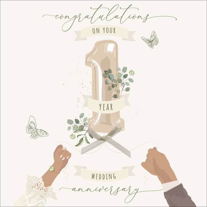 Felicitaciones por tu primer aniversario, hecho a mano para venta al por mayor de The Handcrafted Card Company